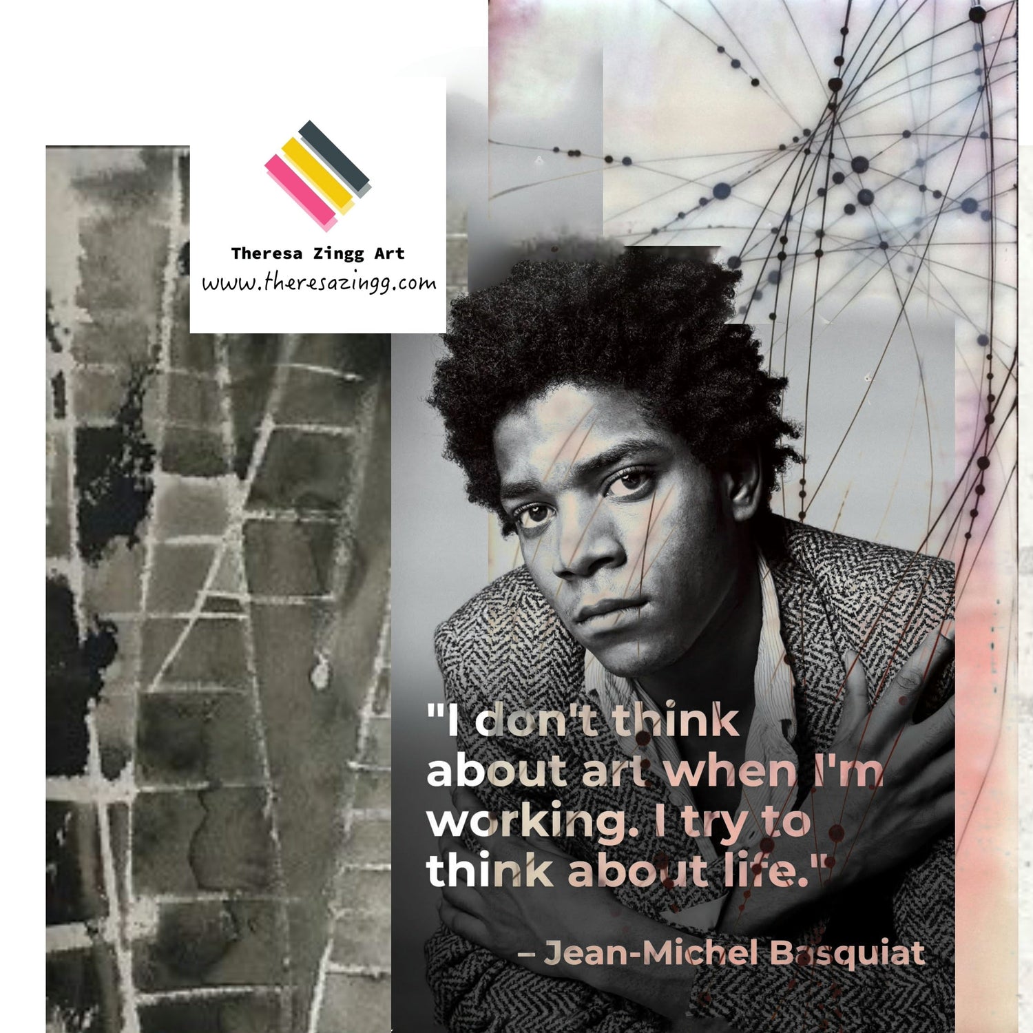 Basquiat’s raw energy and fearless mark-making inspire so much of my work today (Theresa Zingg).