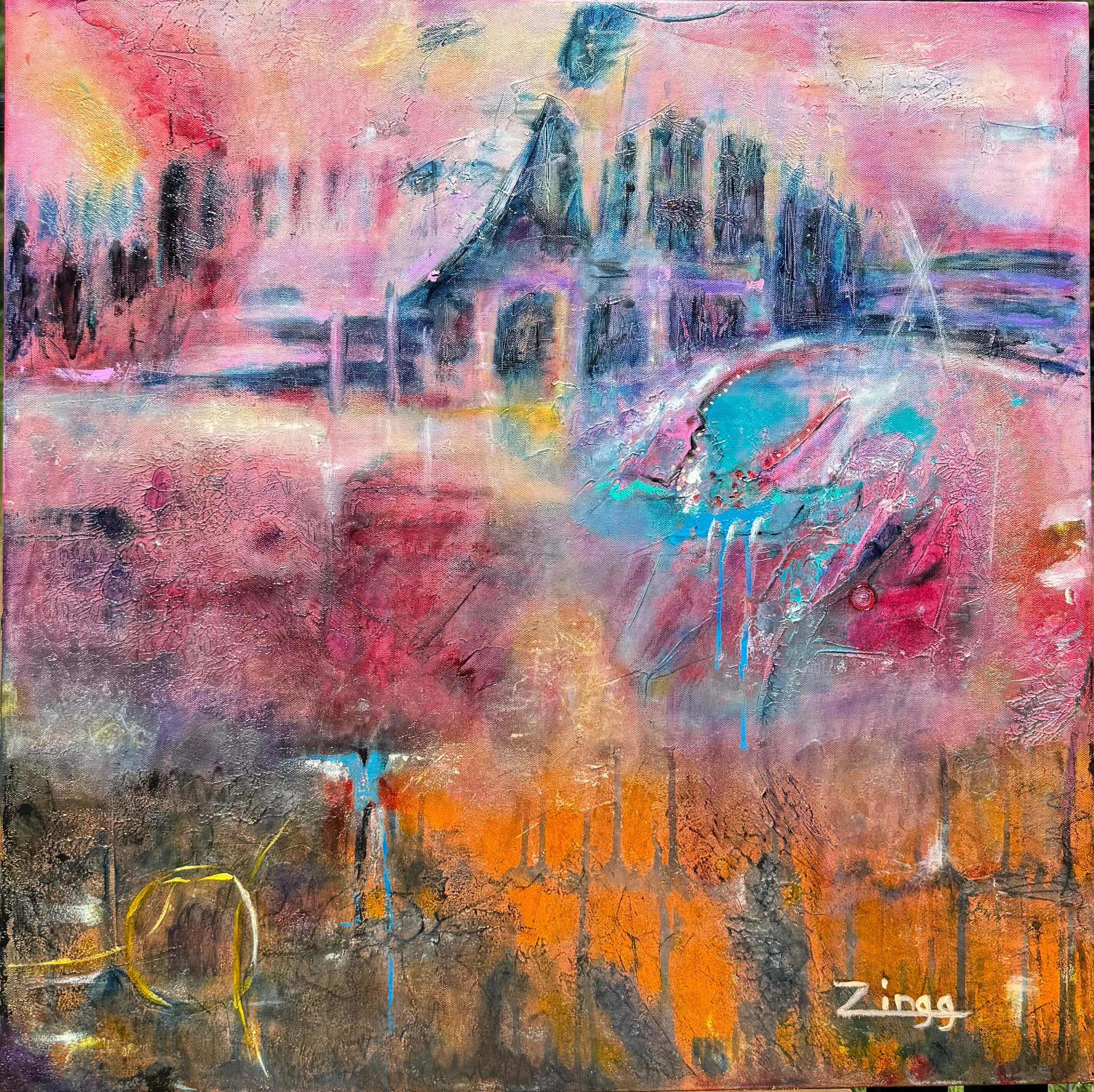 Textured Modern Abstract Oil Painting "Balancing Layers of Umber" with layered earthy tones and subtle movement.