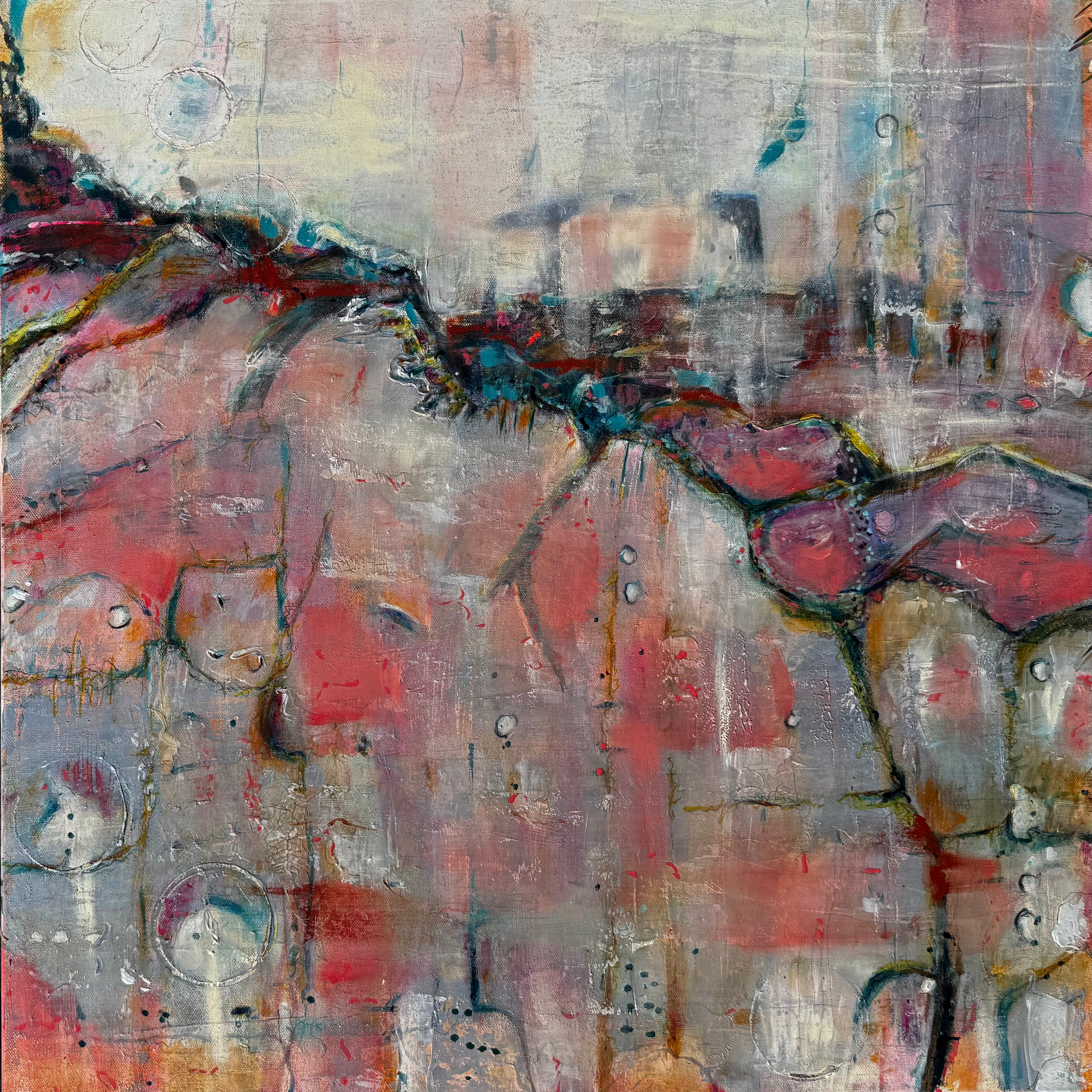 Where Color Fractures | 24x24 inch Contemporary Oil Painting by Theresa Zingg