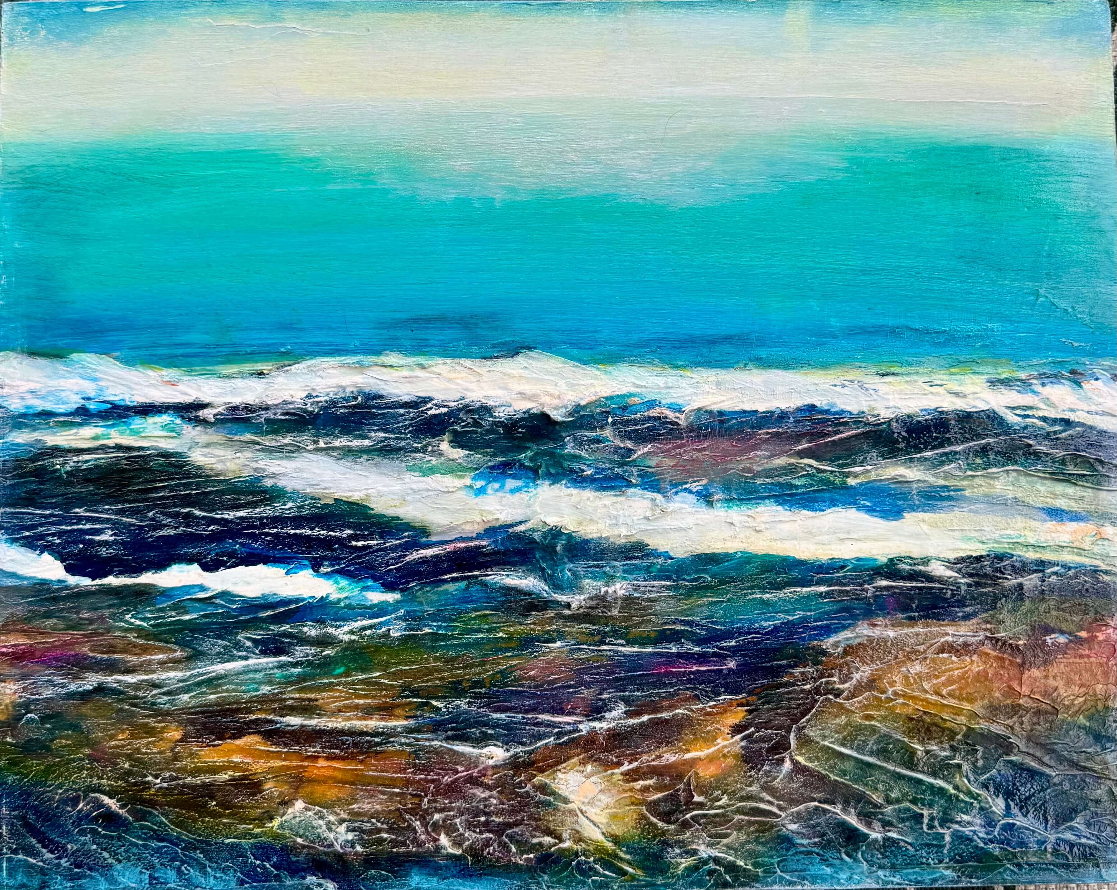 Bold contemporary abstract artwork with fragmented figurative forms and expressive movement