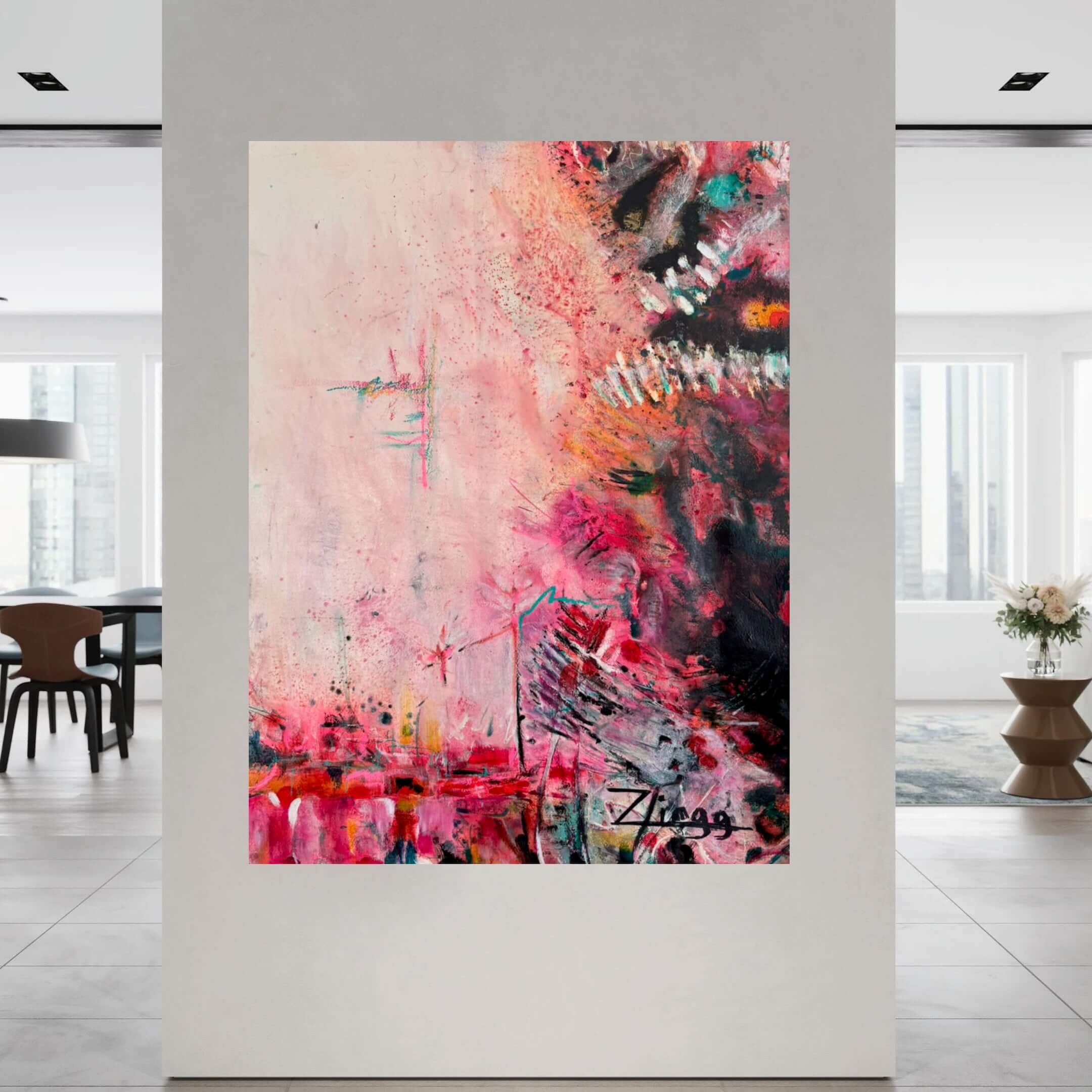 Nature-Inspired Abstract Oil on Paper