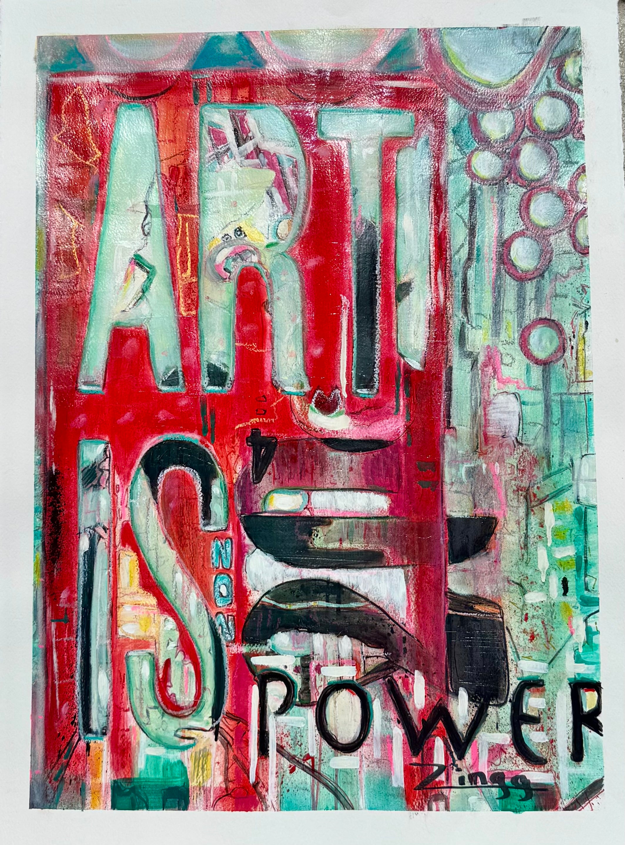 Expressive Abstract Oil Painting on Paper