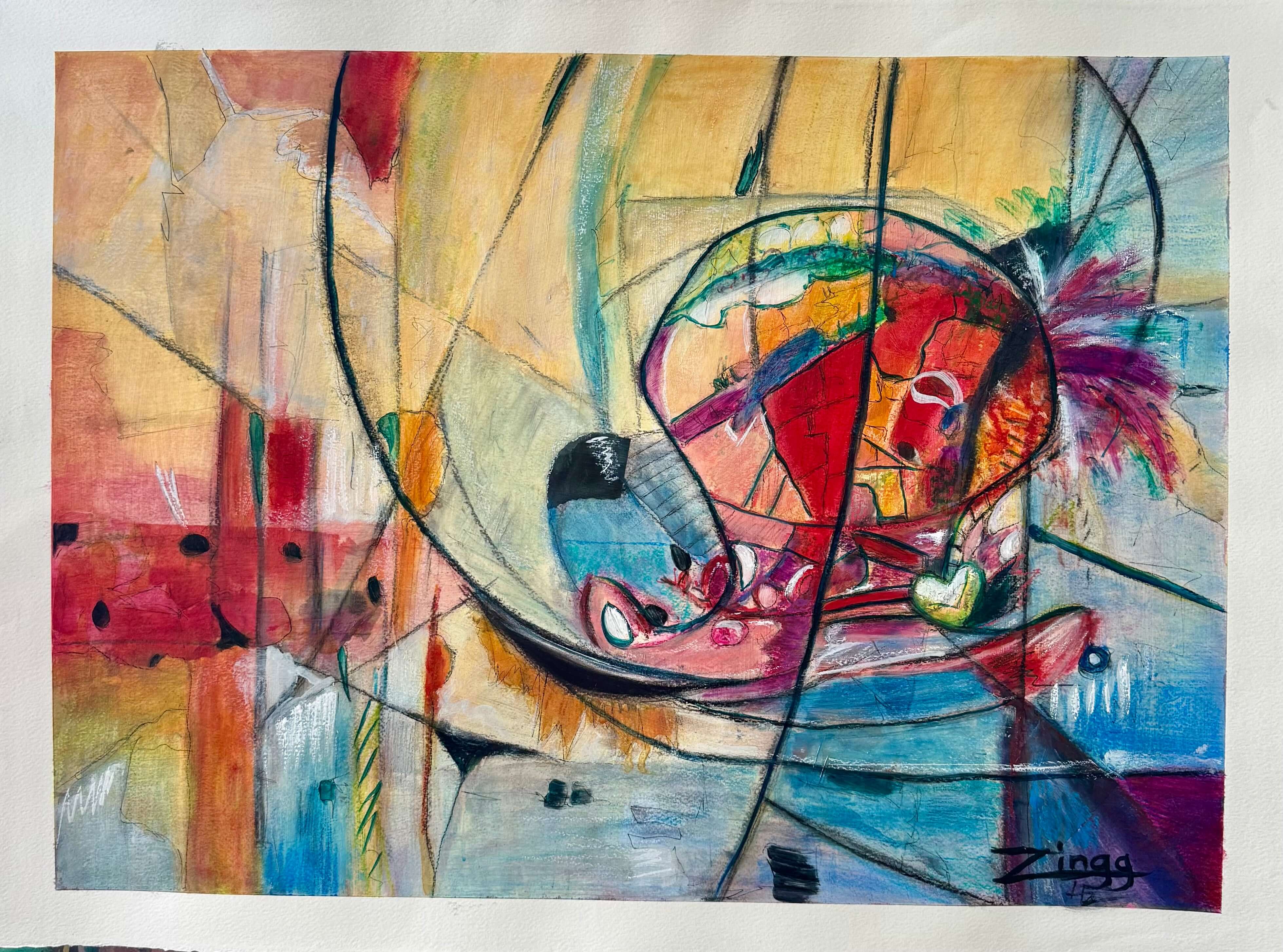 Playful Contemporary Abstract Oil Painting 
