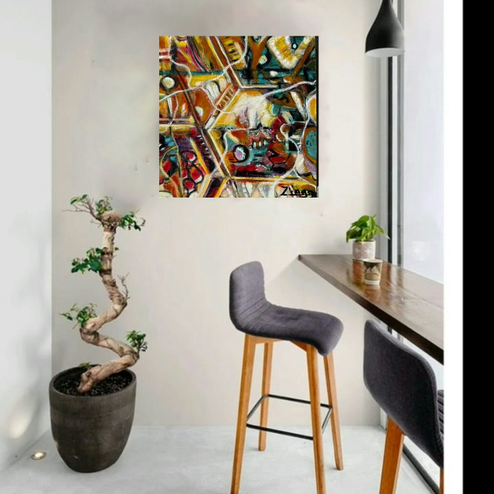 Expressive Abstract Oil painting, rhythm nature