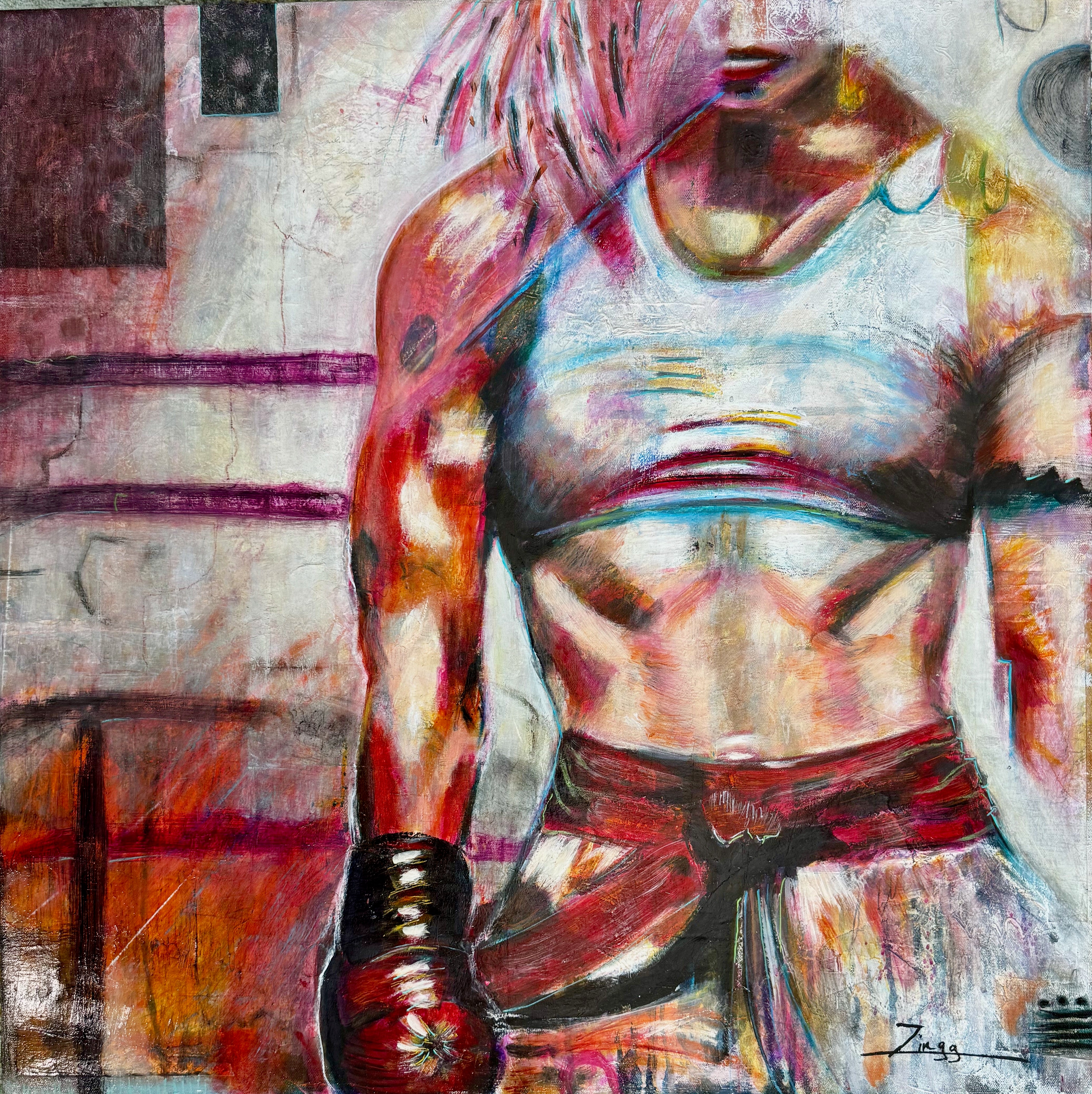 Hold What Burns | 30x30 inch Original Abstract Oil Painting by Theresa Zingg