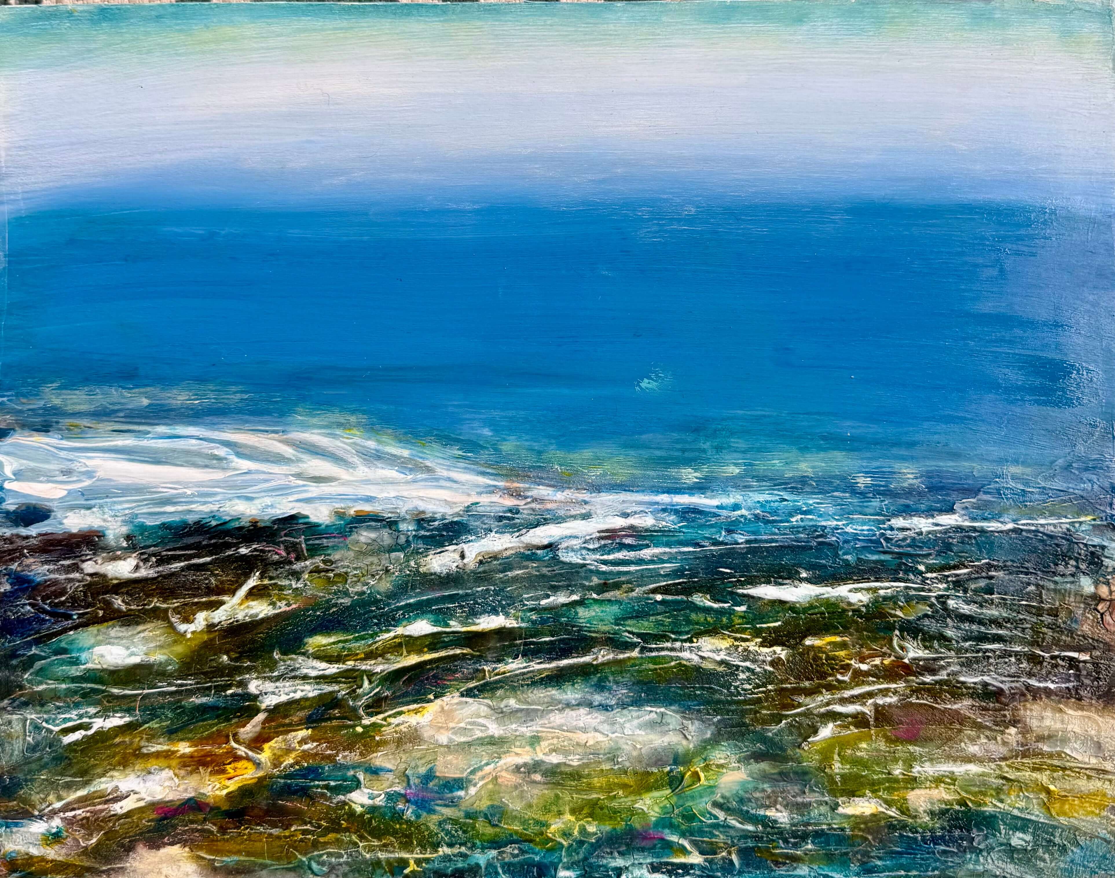 Bold contemporary abstract artwork with fragmented figurative forms and expressive movement