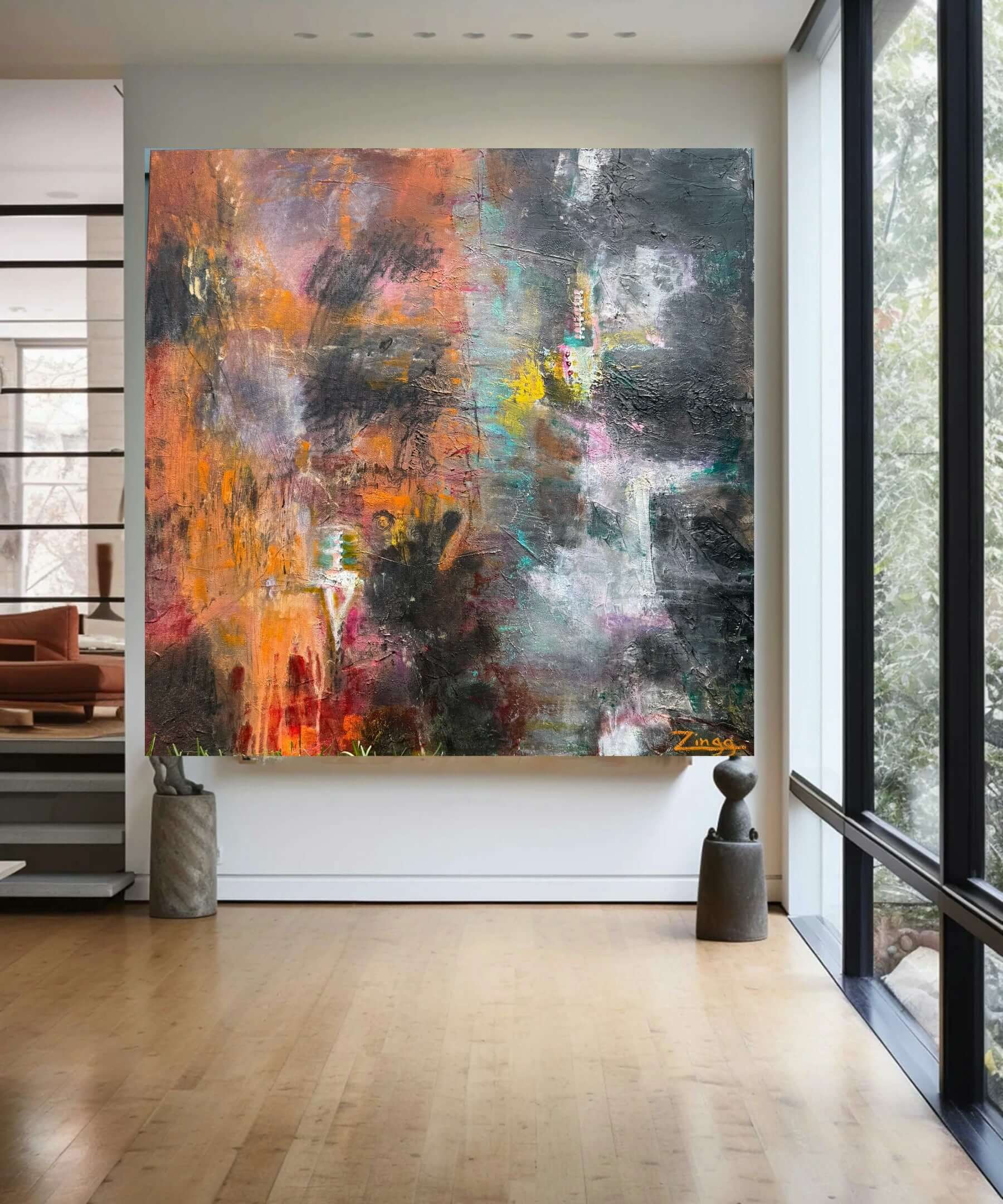 Contemporary Abstract Oil Painting | Pulse of Dust by Theresa Zingg featuring earthy tones and textured layers.