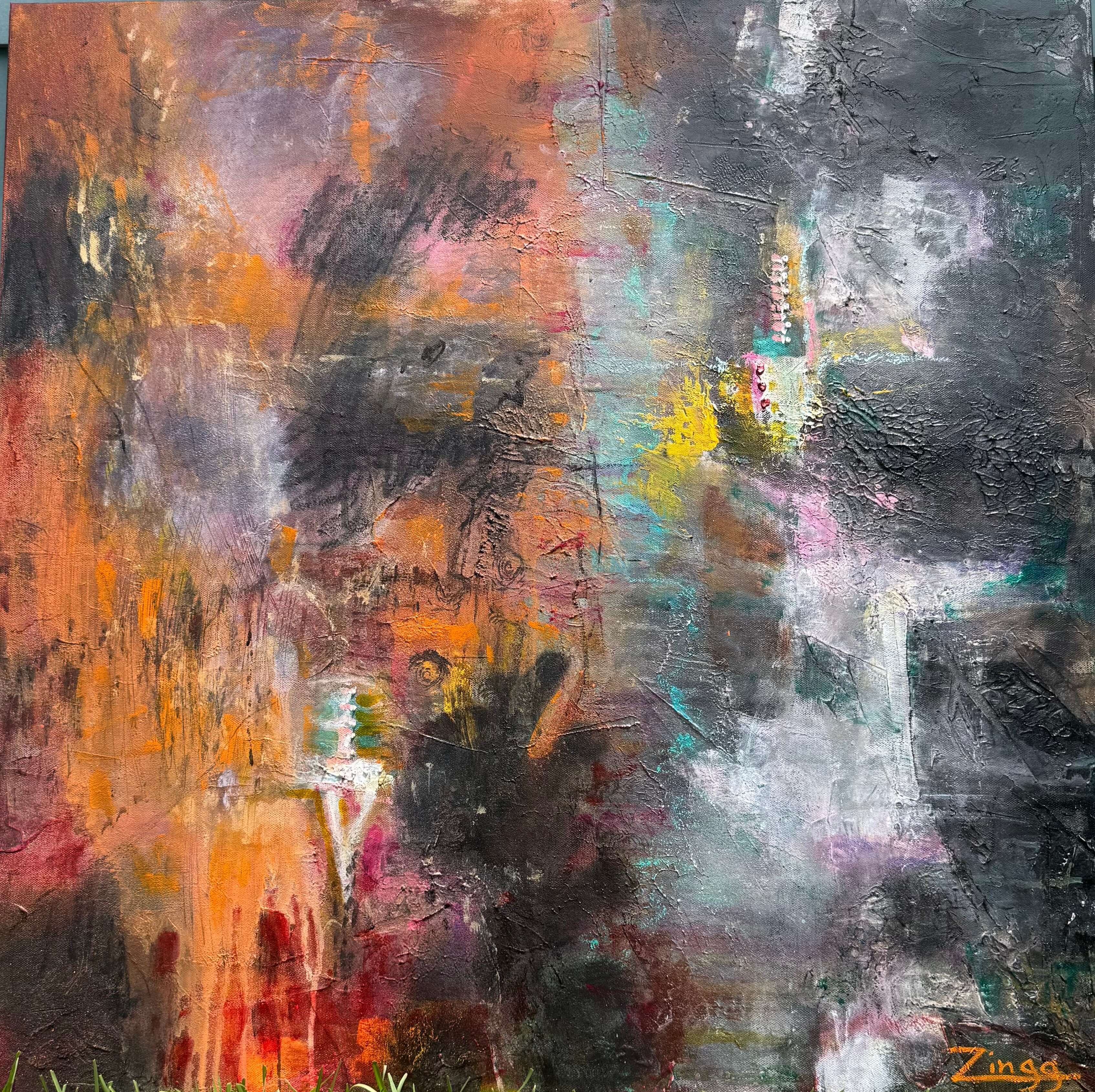 Contemporary Abstract Oil Painting | Pulse of Dust by Theresa Zingg featuring earthy tones and textured layers.