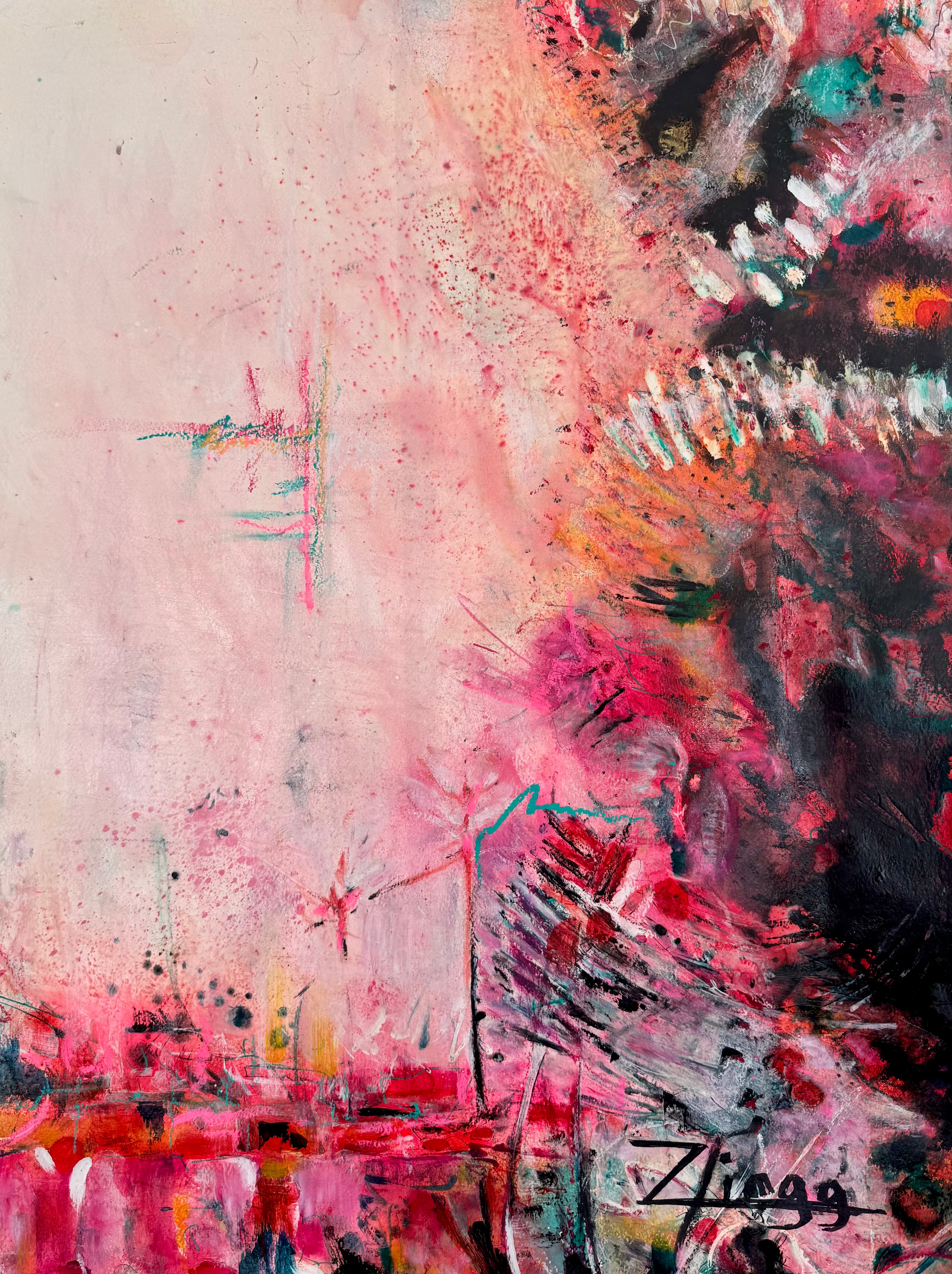 Nature-Inspired Abstract Oil on Paper