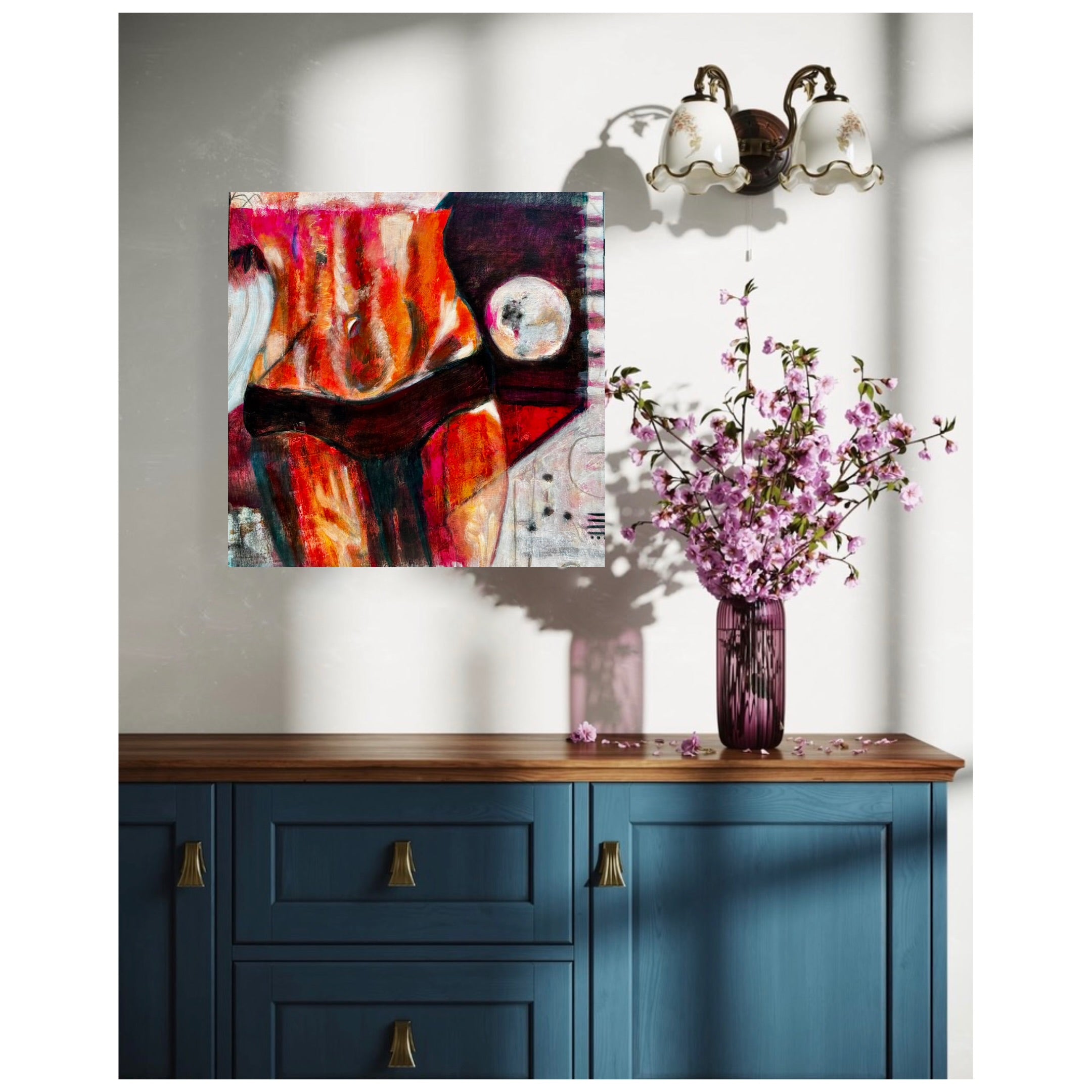 Luminous Obsidian Beauty | 24x24 inch Modern Abstract by Theresa Zingg
