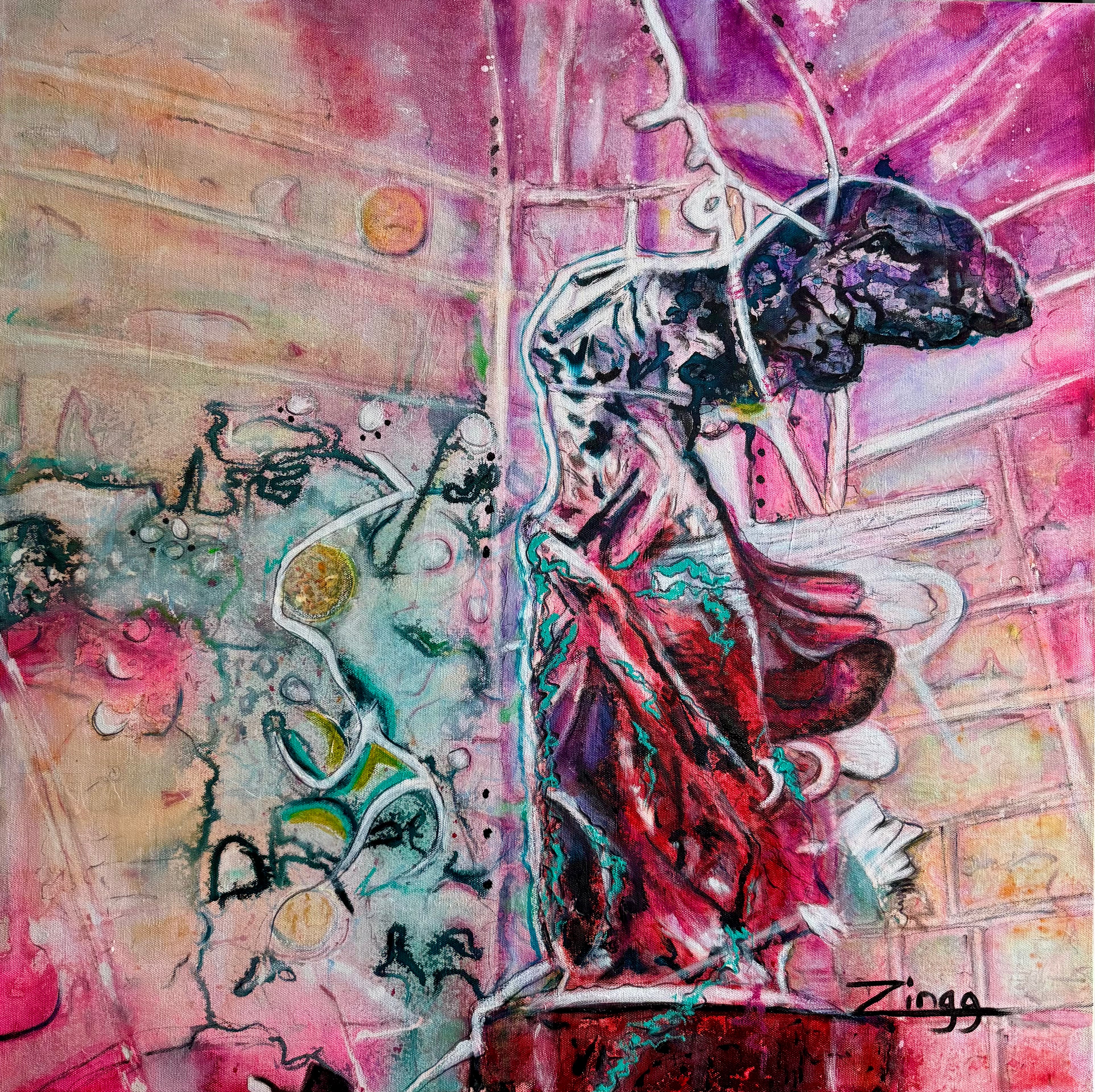 Large Expressive Abstract Oil Painting